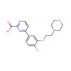 O=C(O)c1nccc(-c2ccc(Cl)c(OCCN3CCOCC3)c2)n1 ZINC001772598354