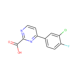 O=C(O)c1nccc(-c2ccc(F)c(Cl)c2)n1 ZINC000259007671