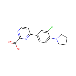 O=C(O)c1nccc(-c2ccc(N3CCCC3)c(Cl)c2)n1 ZINC001772636425