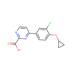 O=C(O)c1nccc(-c2ccc(OC3CC3)c(Cl)c2)n1 ZINC001772614825