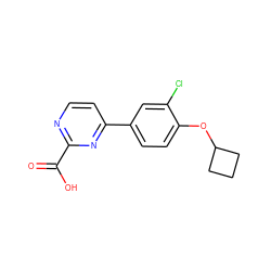 O=C(O)c1nccc(-c2ccc(OC3CCC3)c(Cl)c2)n1 ZINC001772593158