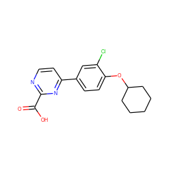 O=C(O)c1nccc(-c2ccc(OC3CCCCC3)c(Cl)c2)n1 ZINC001772631572