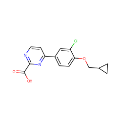 O=C(O)c1nccc(-c2ccc(OCC3CC3)c(Cl)c2)n1 ZINC001772600399