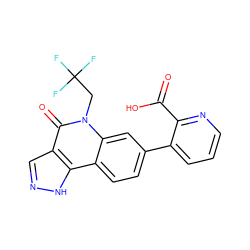 O=C(O)c1ncccc1-c1ccc2c3[nH]ncc3c(=O)n(CC(F)(F)F)c2c1 ZINC000218468105