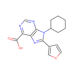 O=C(O)c1ncnc2c1nc(-c1ccoc1)n2C1CCCCC1 ZINC000028354157