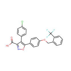 O=C(O)c1noc(-c2ccc(OCc3ccccc3C(F)(F)F)cc2)c1-c1ccc(Cl)cc1 ZINC000653729576