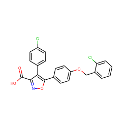 O=C(O)c1noc(-c2ccc(OCc3ccccc3Cl)cc2)c1-c1ccc(Cl)cc1 ZINC000653726197