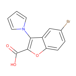 O=C(O)c1oc2ccc(Br)cc2c1-n1cccc1 ZINC000003646835