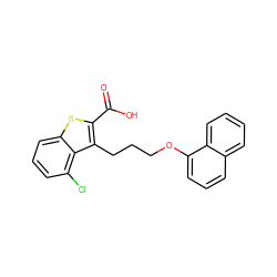 O=C(O)c1sc2cccc(Cl)c2c1CCCOc1cccc2ccccc12 ZINC000095597214