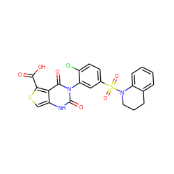 O=C(O)c1scc2[nH]c(=O)n(-c3cc(S(=O)(=O)N4CCCc5ccccc54)ccc3Cl)c(=O)c12 ZINC000043152961