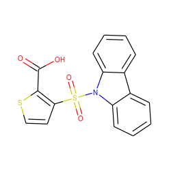 O=C(O)c1sccc1S(=O)(=O)n1c2ccccc2c2ccccc21 ZINC000028380312