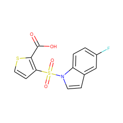 O=C(O)c1sccc1S(=O)(=O)n1ccc2cc(F)ccc21 ZINC000028379348