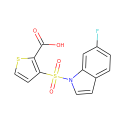 O=C(O)c1sccc1S(=O)(=O)n1ccc2ccc(F)cc21 ZINC000028379356