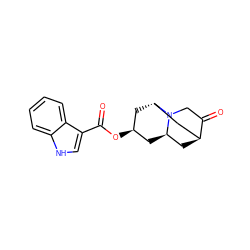 O=C(O[C@@H]1C[C@@H]2C[C@H]3C[C@H](C1)N2CC3=O)c1c[nH]c2ccccc12 ZINC000103105084