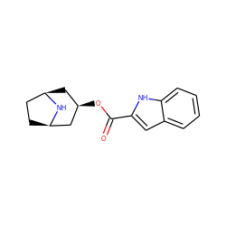 O=C(O[C@@H]1C[C@@H]2CC[C@H](C1)N2)c1cc2ccccc2[nH]1 ZINC000103234866