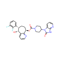 O=C(O[C@@H]1CC[C@@H](c2cccc(F)c2F)[C@@H](O)c2cccnc21)N1CCC(n2c(=O)[nH]c3ncccc32)CC1 ZINC000095571790