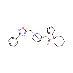 O=C(O[C@H]1C[N+]2(Cc3nc(-c4ccccc4)no3)CCC1CC2)C1(C2=CC=CC2)CCCCCC1 ZINC000103278230