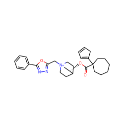 O=C(O[C@H]1C[N+]2(Cc3nnc(-c4ccccc4)o3)CCC1CC2)C1(C2=CC=CC2)CCCCCC1 ZINC000103278242