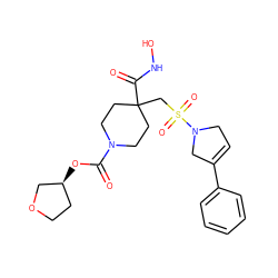 O=C(O[C@H]1CCOC1)N1CCC(CS(=O)(=O)N2CC=C(c3ccccc3)C2)(C(=O)NO)CC1 ZINC000029039767