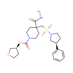 O=C(O[C@H]1CCOC1)N1CCC(CS(=O)(=O)N2CC[C@@H](c3ccccc3)C2)(C(=O)NO)CC1 ZINC000029039774