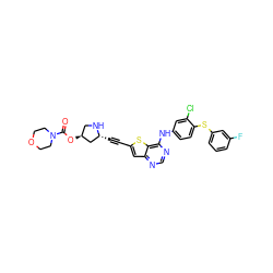 O=C(O[C@H]1CN[C@H](C#Cc2cc3ncnc(Nc4ccc(Sc5cccc(F)c5)c(Cl)c4)c3s2)C1)N1CCOCC1 ZINC000042808453