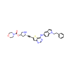 O=C(O[C@H]1CN[C@H](C#Cc2cc3ncnc(Nc4ccc5c(ccn5CCc5ccccc5)c4)c3s2)C1)N1CCOCC1 ZINC000044305361