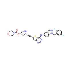 O=C(O[C@H]1CN[C@H](C#Cc2cc3ncnc(Nc4ccc5c(cnn5Cc5cc(F)ccc5F)c4)c3s2)C1)N1CCOCC1 ZINC000042806966