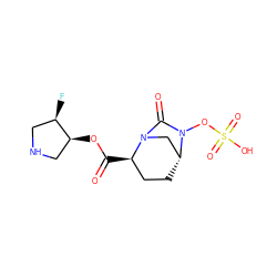 O=C(O[C@H]1CNC[C@H]1F)[C@@H]1CC[C@@H]2CN1C(=O)N2OS(=O)(=O)O ZINC000096168657