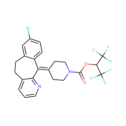 O=C(OC(C(F)(F)F)C(F)(F)F)N1CCC(=C2c3ccc(Cl)cc3CCc3cccnc32)CC1 ZINC000299864115