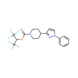 O=C(OC(C(F)(F)F)C(F)(F)F)N1CCC(c2ccn(-c3ccccc3)n2)CC1 ZINC001772612041