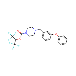 O=C(OC(C(F)(F)F)C(F)(F)F)N1CCN(Cc2cccc(Oc3ccccc3)c2)CC1 ZINC000095705051