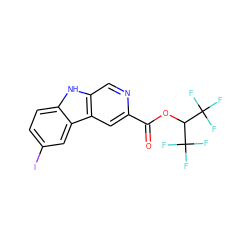 O=C(OC(C(F)(F)F)C(F)(F)F)c1cc2c(cn1)[nH]c1ccc(I)cc12 ZINC000064512741