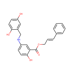 O=C(OC/C=C/c1ccccc1)c1cc(NCc2cc(O)ccc2O)ccc1O ZINC000013735450