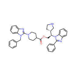 O=C(OC[C@@H]([C@@H]1CCNC1)n1c(-c2ccccc2)nc2ccccc21)C1CCN(c2nc3ccccc3n2Cc2ccccc2)CC1 ZINC000169353285