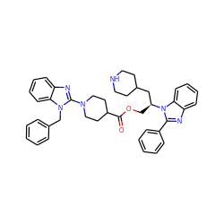 O=C(OC[C@@H](CC1CCNCC1)n1c(-c2ccccc2)nc2ccccc21)C1CCN(c2nc3ccccc3n2Cc2ccccc2)CC1 ZINC000169353289