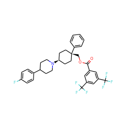 O=C(OC[C@]1(c2ccccc2)CC[C@H](N2CCC(c3ccc(F)cc3)CC2)CC1)c1cc(C(F)(F)F)cc(C(F)(F)F)c1 ZINC000102270793