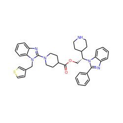 O=C(OC[C@H](C1CCNCC1)n1c(-c2ccccc2)nc2ccccc21)C1CCN(c2nc3ccccc3n2Cc2ccsc2)CC1 ZINC000169353026