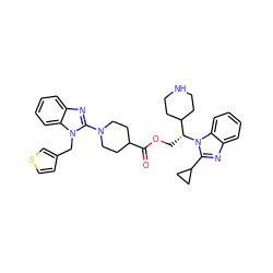 O=C(OC[C@H](C1CCNCC1)n1c(C2CC2)nc2ccccc21)C1CCN(c2nc3ccccc3n2Cc2ccsc2)CC1 ZINC000169353294