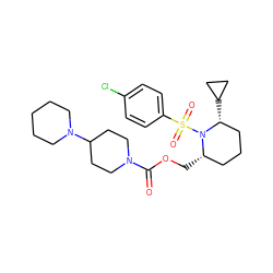 O=C(OC[C@H]1CCC[C@@H](C2CC2)N1S(=O)(=O)c1ccc(Cl)cc1)N1CCC(N2CCCCC2)CC1 ZINC000028950618