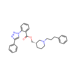 O=C(OC[C@H]1CCCN(CCCc2ccccc2)C1)c1ccccc1-n1cc(-c2ccccc2)nn1 ZINC000082150955