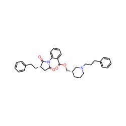 O=C(OC[C@H]1CCCN(CCCc2ccccc2)C1)c1ccccc1N1C(=O)C[C@H](CCc2ccccc2)C1=O ZINC000073198373