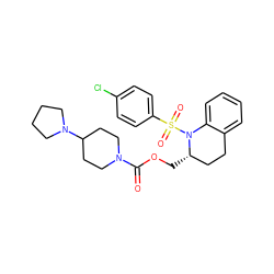 O=C(OC[C@H]1CCc2ccccc2N1S(=O)(=O)c1ccc(Cl)cc1)N1CCC(N2CCCC2)CC1 ZINC000028880317