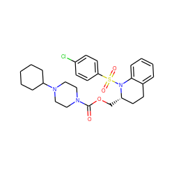 O=C(OC[C@H]1CCc2ccccc2N1S(=O)(=O)c1ccc(Cl)cc1)N1CCN(C2CCCCC2)CC1 ZINC000028880259