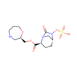 O=C(OC[C@H]1CNCCCO1)[C@@H]1CC[C@@H]2CN1C(=O)N2OS(=O)(=O)O ZINC000096168667