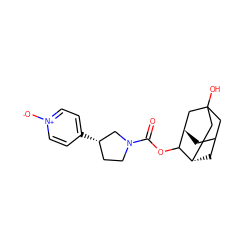 O=C(OC1[C@H]2CC3C[C@H]1CC(O)(C3)C2)N1CC[C@H](c2cc[n+]([O-])cc2)C1 ZINC000147452945