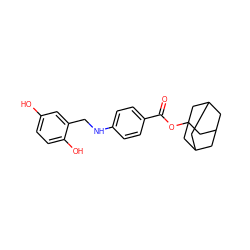 O=C(OC12CC3CC(CC(C3)C1)C2)c1ccc(NCc2cc(O)ccc2O)cc1 ZINC000003941698