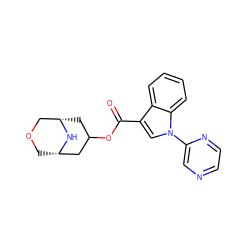 O=C(OC1C[C@H]2COC[C@@H](C1)N2)c1cn(-c2cnccn2)c2ccccc12 ZINC001772583179