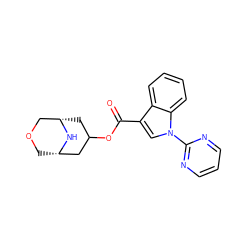 O=C(OC1C[C@H]2COC[C@@H](C1)N2)c1cn(-c2ncccn2)c2ccccc12 ZINC001772618981