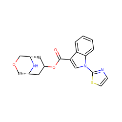 O=C(OC1C[C@H]2COC[C@@H](C1)N2)c1cn(-c2nccs2)c2ccccc12 ZINC001772584018