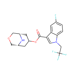 O=C(OC1C[C@H]2COC[C@@H](C1)N2)c1cn(CC(F)(F)F)c2ccc(F)cc12 ZINC001772651507